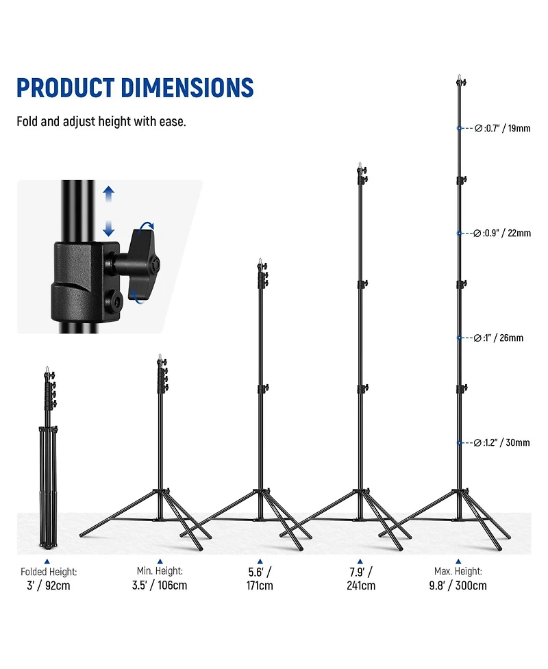 Neewer Photography Light Stand with 9.8ft, 5.5lb, 2.5kg