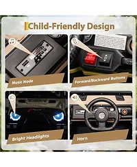 homfan 12V Electric Ride-On Car, Parent Remote Control, Spring Suspension, Music, Led Lights, Horn, 3 Speeds up to 4.1MPH