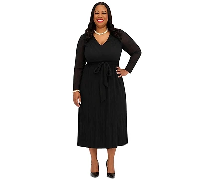 Kasper Women's V-Neck Long-Sleeve Dress