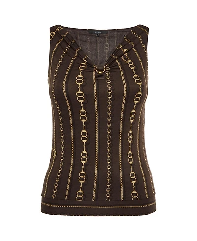 Pre-Owned Gucci Women's Chain-Link Print Jersey Sleeveless Top