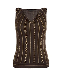 Pre-Owned Gucci Women's Chain-Link Print Jersey Sleeveless Top