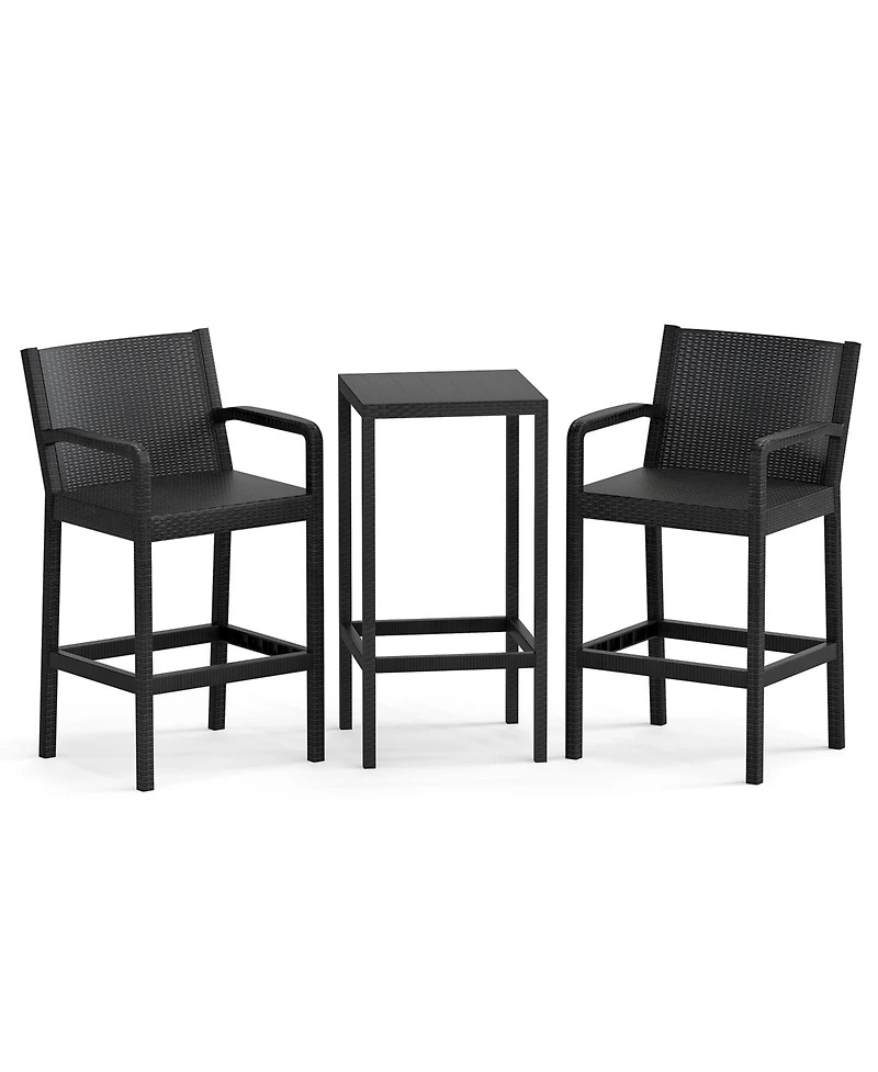 Gymax 3 Piece Patio Bar Set Bistro Table and Chairs with Heavy Duty Metal Frame