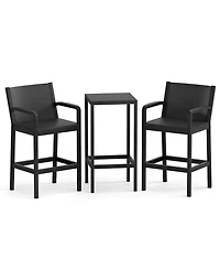 Gymax 3 Piece Patio Bar Set Bistro Table and Chairs with Heavy Duty Metal Frame