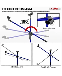 5 Core Mic Stand 2 Pieces Floor Height Adjustable Tripod Microphone Stands With Extending Telescoping Boom Arm