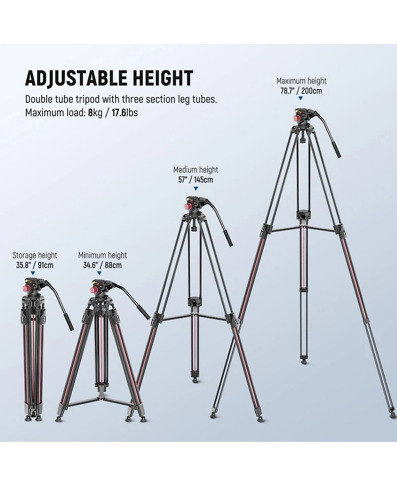 Neewer LL38 Camera Tripod with 17.6lb for select Canon, Nikon and Sony cameras