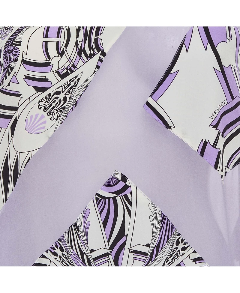 Pre-Owned Versace Women's Abstract Print Paneled Silk and Chiffon Sleeveless Top