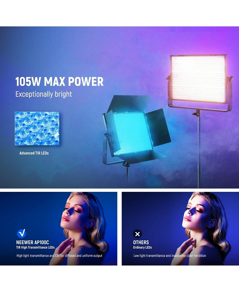 Neewer AP100C Led Video Light with 105W, 1200 LEDs, 31500Lux