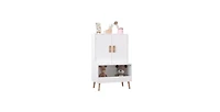 flynama Kids Toy Storage Cabinet with Doors and Open Shelf