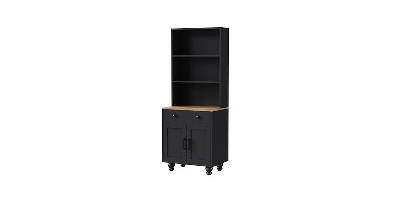 flynama Farmhouse Tall Storage Cabinet with Gourd-Shaped Solid Wood Legs
