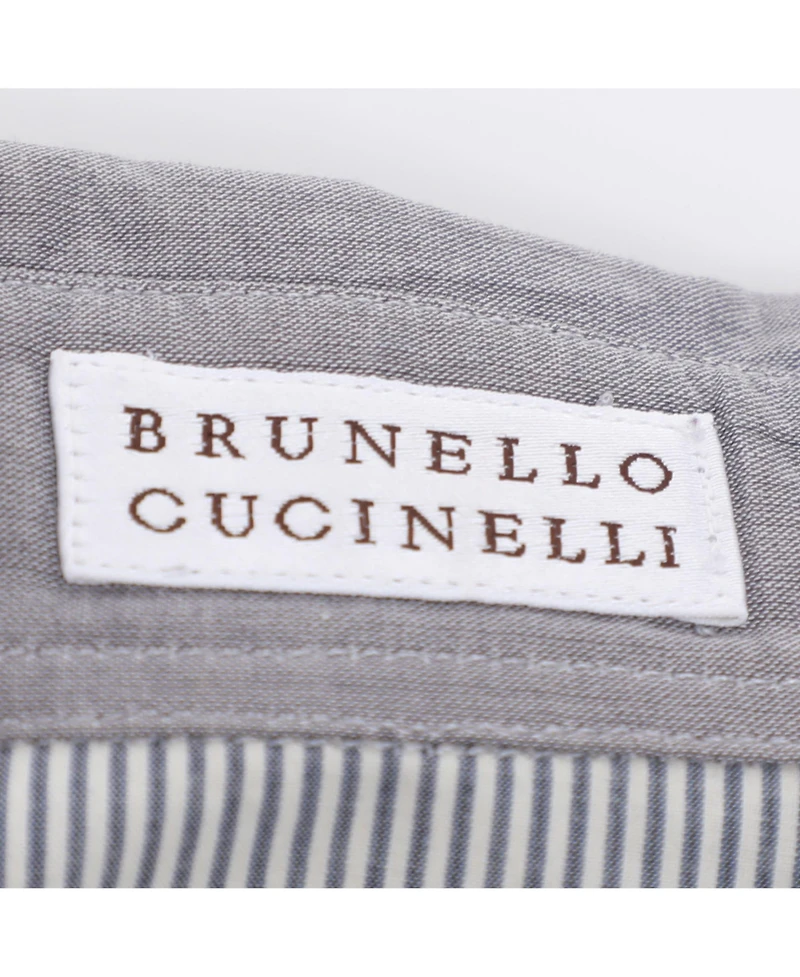 Pre-Owned Brunello Cucinelli Women's Pinstripe Cotton Shirt with Cashmere Sleeves