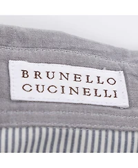 Pre-Owned Brunello Cucinelli Women's Pinstripe Cotton Shirt with Cashmere Sleeves