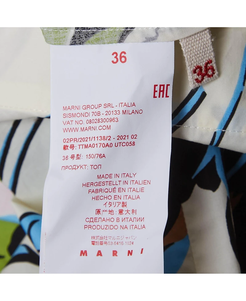 Pre-Owned Marni Women's Tulip Print Pleated Cotton Blouse