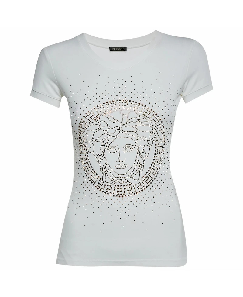 Pre-Owned Versace Women's Medusa Studded Jersey T-Shirt