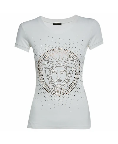Pre-Owned Versace Women's Medusa Studded Jersey T-Shirt