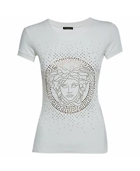 Pre-Owned Versace Women's Medusa Studded Jersey T-Shirt