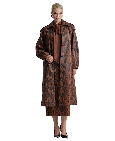 Avec Les Filles Women's Button-Front Spread Collar Maxi Coat