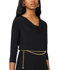 Msk Women's 3/4-Sleeve Cowl Neck Jumpsuit with Belt