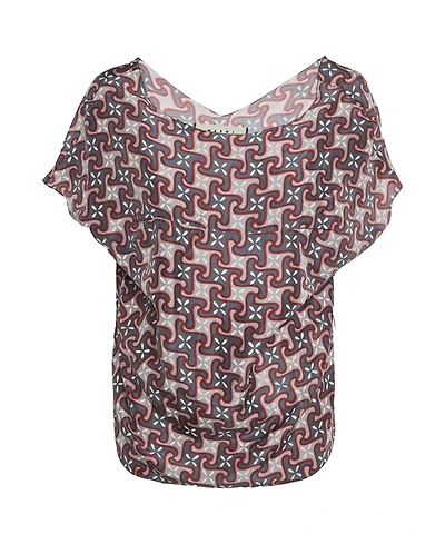 Pre-Owned Marni Women's Geometric Print Silk Draped Blouse