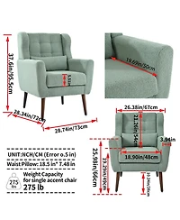 Clihome Modern Accent Chair,Teddy Fabric Living Room Chairs Comfy Reading Chair,Mid Century Chair, Lounge Armchair for Bedroom