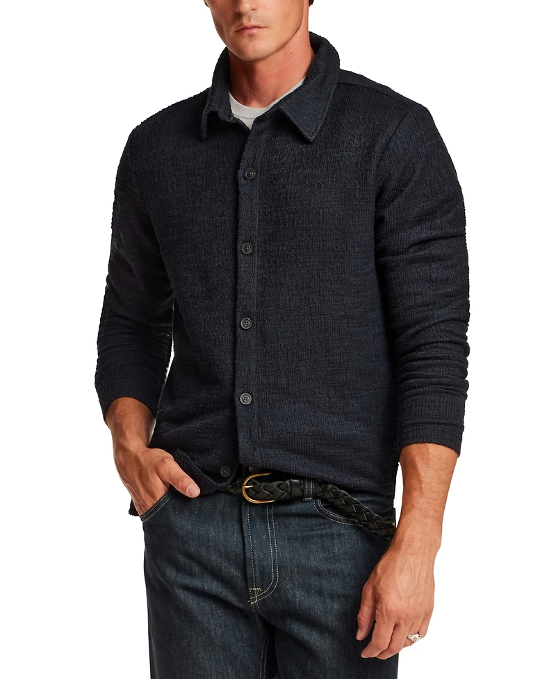 Vintage & Black Men's Slub Terry Button-Down Overshirt Jacket