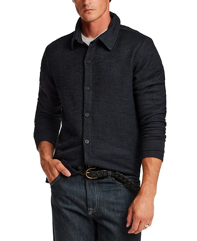 Vintage & Black Men's Slub Terry Button-Down Overshirt Jacket