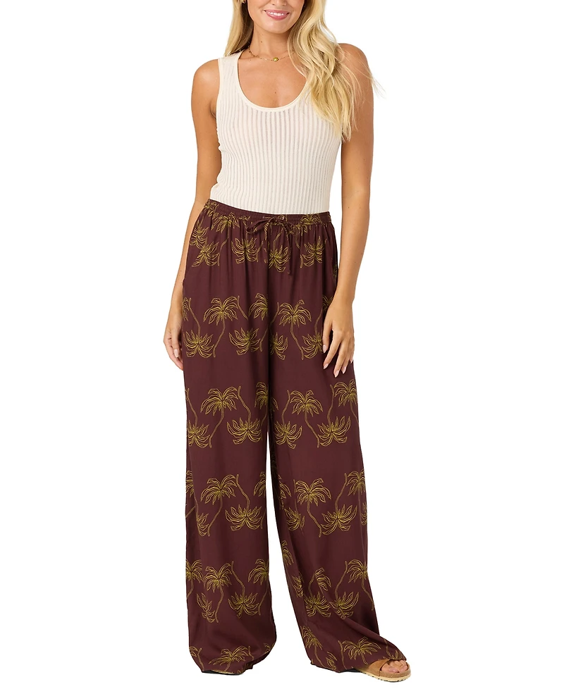 O'Neill Women's Rosalie Palm Stripe Drawstring Pull-On Pants