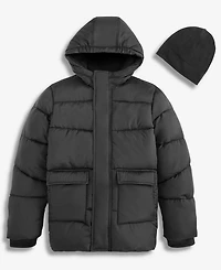 S Rothschild & Co Boys' Xs-xl Solid Quilted Puffer Hooded Coat and Hat (while supplies last)