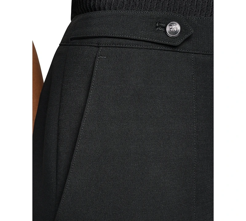 Dkny Petite High-Rise Straight Textured Crepe Pants