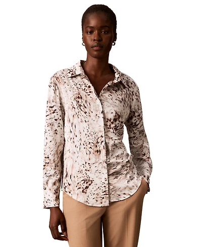 Calvin Klein Women's Printed Collared Neck Shirt