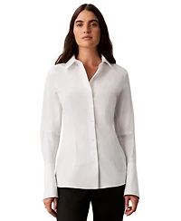 Calvin Klein Women's Collared Neck Long-Sleeve Shirt