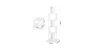 Flynama 5-Tier 360 Degree Rotating Bookshelf Wood Veneer and Acrylic Panel Anti-Tip Base Modern Home Display Storage Rack