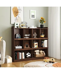 flynama 10-Shelf Bookcase Cubby Storage Organizer Display Cabinet