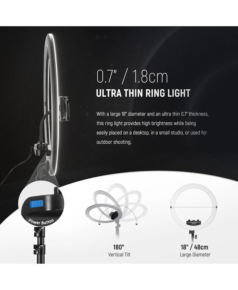 Neewer RP18B Ring Light with 18 Inches, 45W for select iPhone models