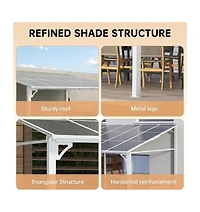 homfan Wall Mounted Gazebo Iron Frame Lean-to Canopy with Pc Roof, High-Low Patio Awning for Door Window Backyard
