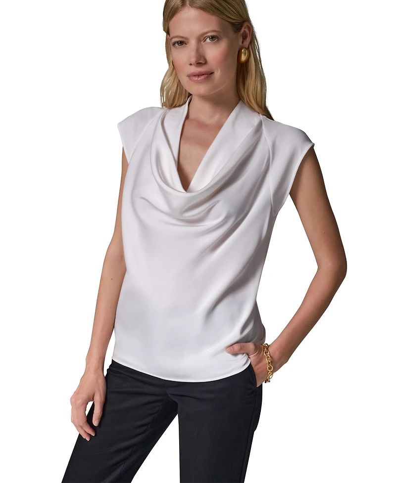 Donna Karan New York Women's Cowl-Neck Cap-Sleeve Top