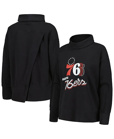 LevelWear Women's Black Philadelphia 76ers Sunset Pullover Sweatshirt