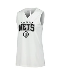 LevelWear Women's White Brooklyn Nets Paisley Peekaboo Tank Top
