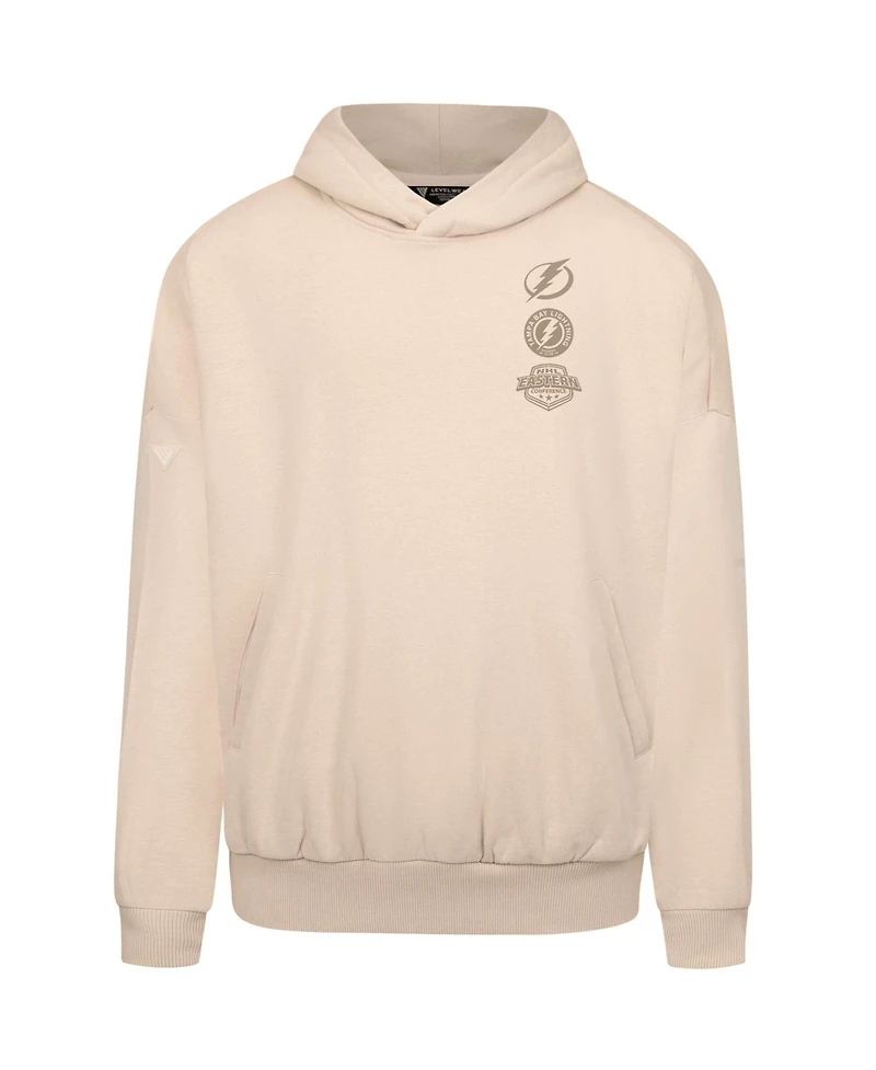 LevelWear Men's Cream Tampa Bay Lightning Contact Stamp Pullover Hoodie