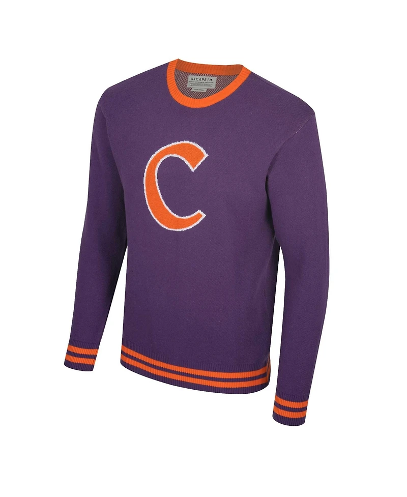 Uscape Apparel Men's and Women's Purple Clemson Tigers Renew Knit Vintage Pullover Sweater