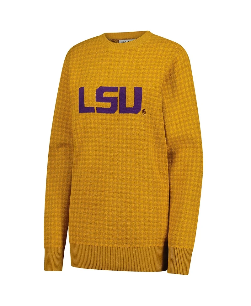 Uscape Apparel Men's and Women's Gold Lsu Tigers Renew Knit Vintage Houndstooth Sweater