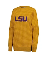 Uscape Apparel Men's and Women's Gold Lsu Tigers Renew Knit Vintage Houndstooth Sweater
