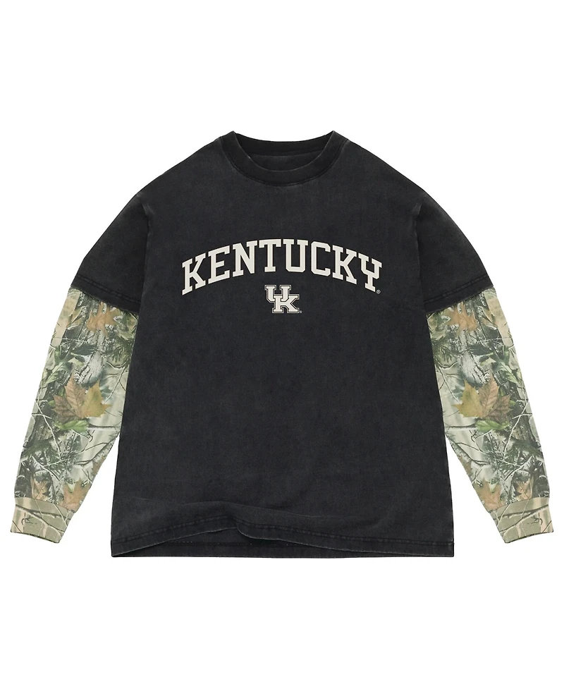 Uscape Apparel Men's Black/Camo Kentucky Wildcats Back Bay Twofer Heavyweight Long Sleeve T-Shirt