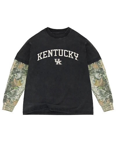 Uscape Apparel Men's Black/Camo Kentucky Wildcats Back Bay Twofer Heavyweight Long Sleeve T-Shirt