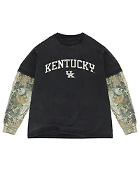 Uscape Apparel Men's Black/Camo Kentucky Wildcats Back Bay Twofer Heavyweight Long Sleeve T-Shirt