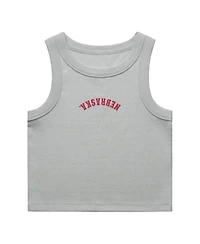 Uscape Apparel Women's Gray Nebraska Huskers Upside Down Embroidery Ribbed Cropped Tank Top