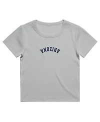 Uscape Apparel Women's Gray Arizona Wildcats Upside Down Embroidery Ribbed Cropped T-Shirt