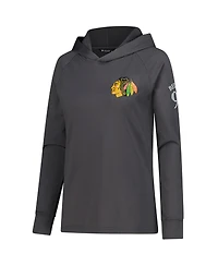 LevelWear Women's Connor Bedard Charcoal Chicago Blackhawks Impression Name & Number Raglan Hoodie