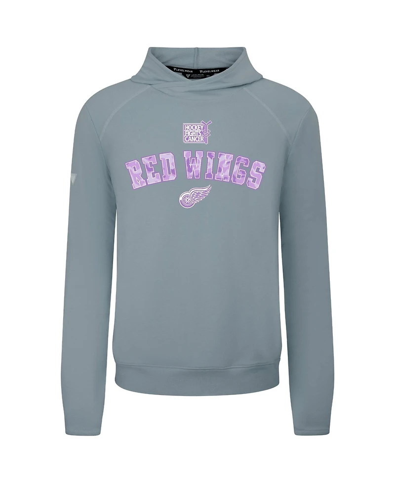 LevelWear Men's Gray Detroit Red Wings Hockey Fights Cancer Mandate Tri-Blend Hoodie