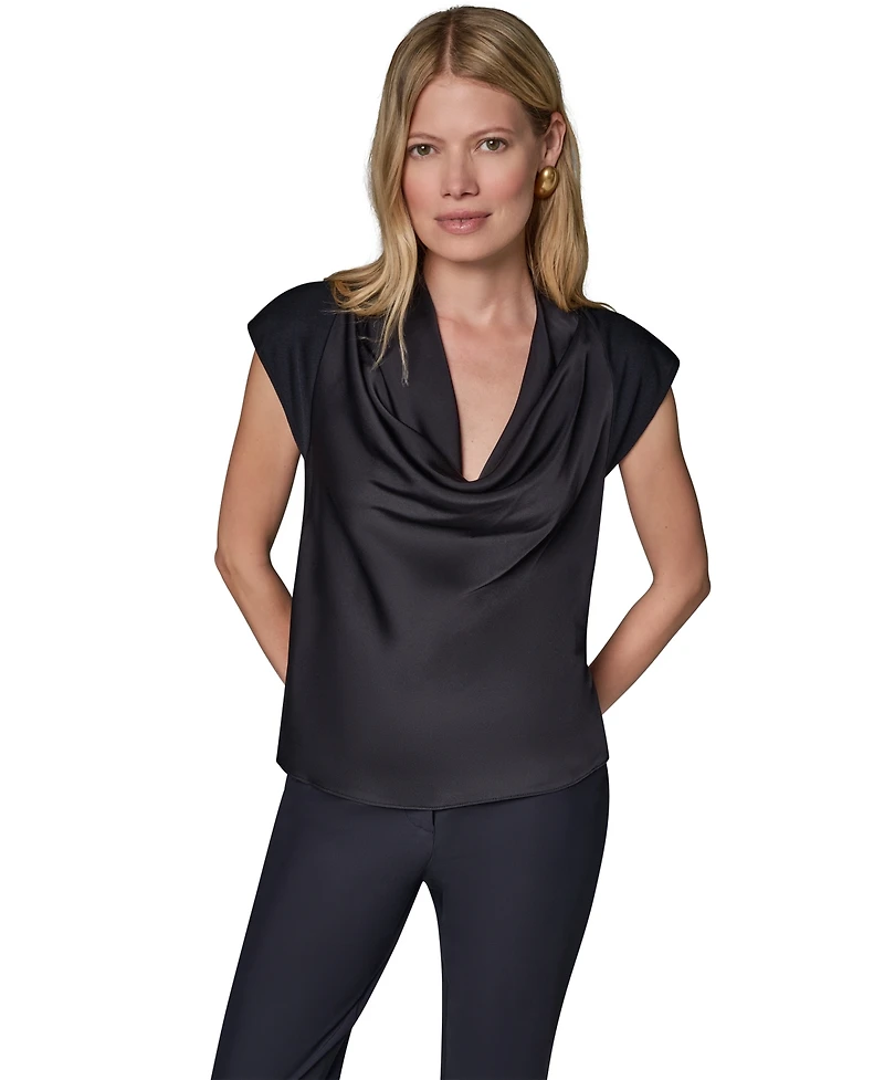 Donna Karan New York Women's Cowl-Neck Cap-Sleeve Top