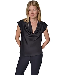 Donna Karan New York Women's Cowl-Neck Cap-Sleeve Top